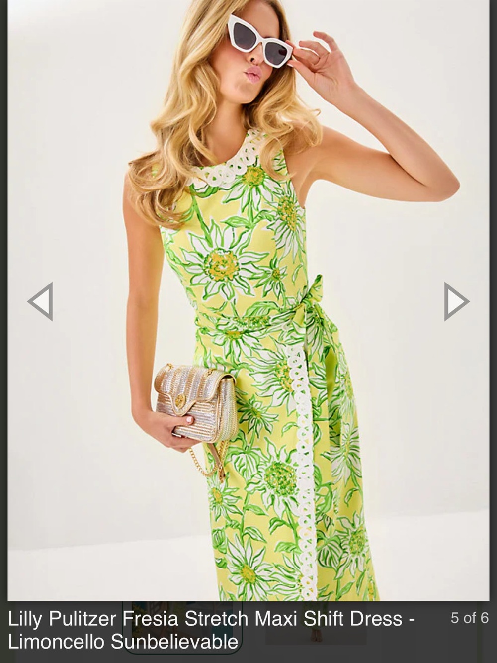 Lilly Pulitzer Fresia Stretch Maxi Shift Dress in Limoncello Sunbelievable Sz 12